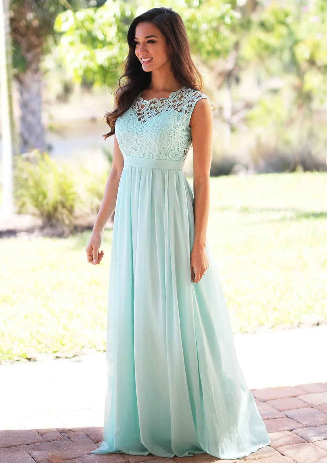 Princess Sleeveless Chiffon Lace Wedding Party Dress Bridesmaid Dress