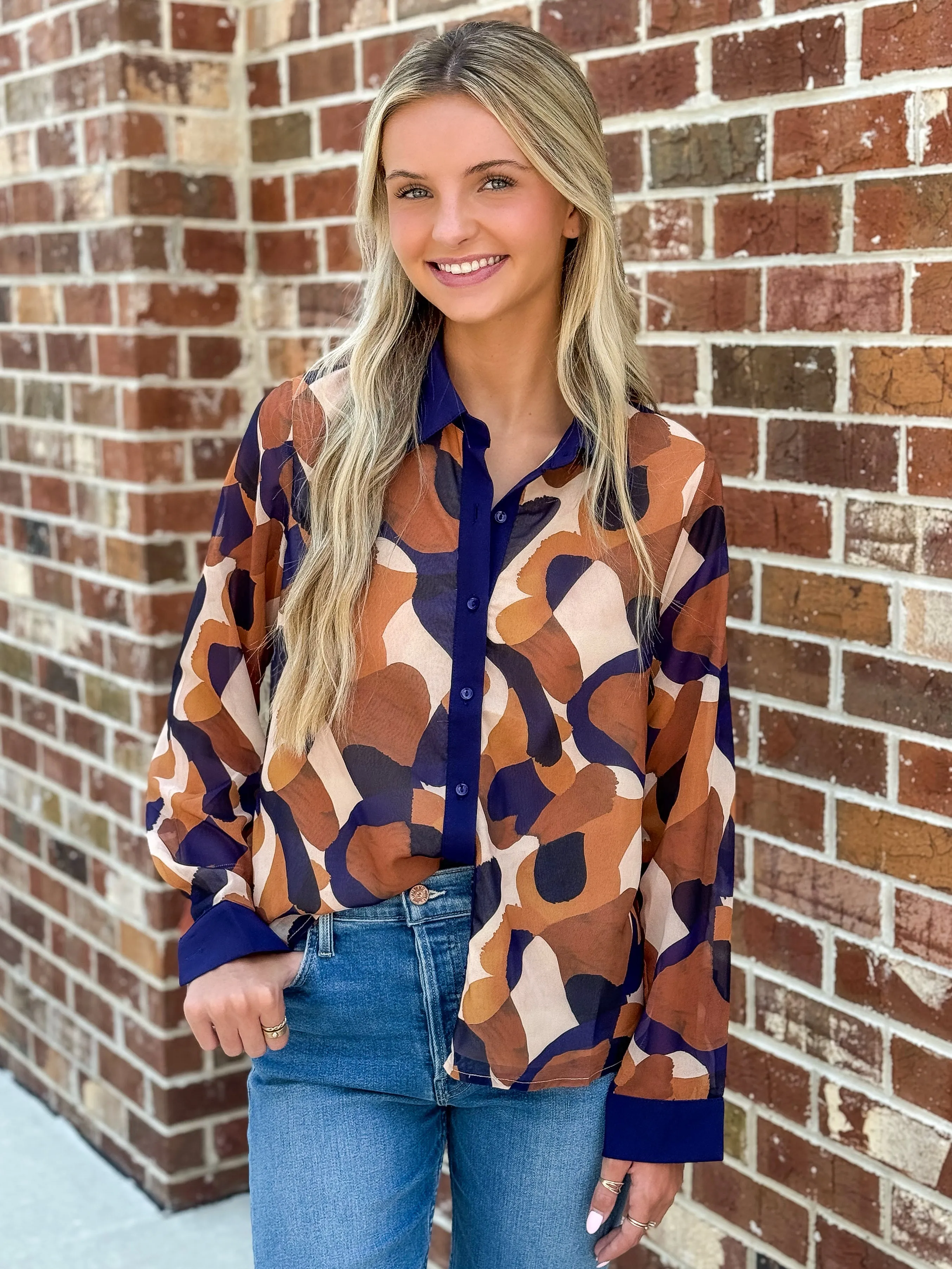 Printed Blouse (Brown)