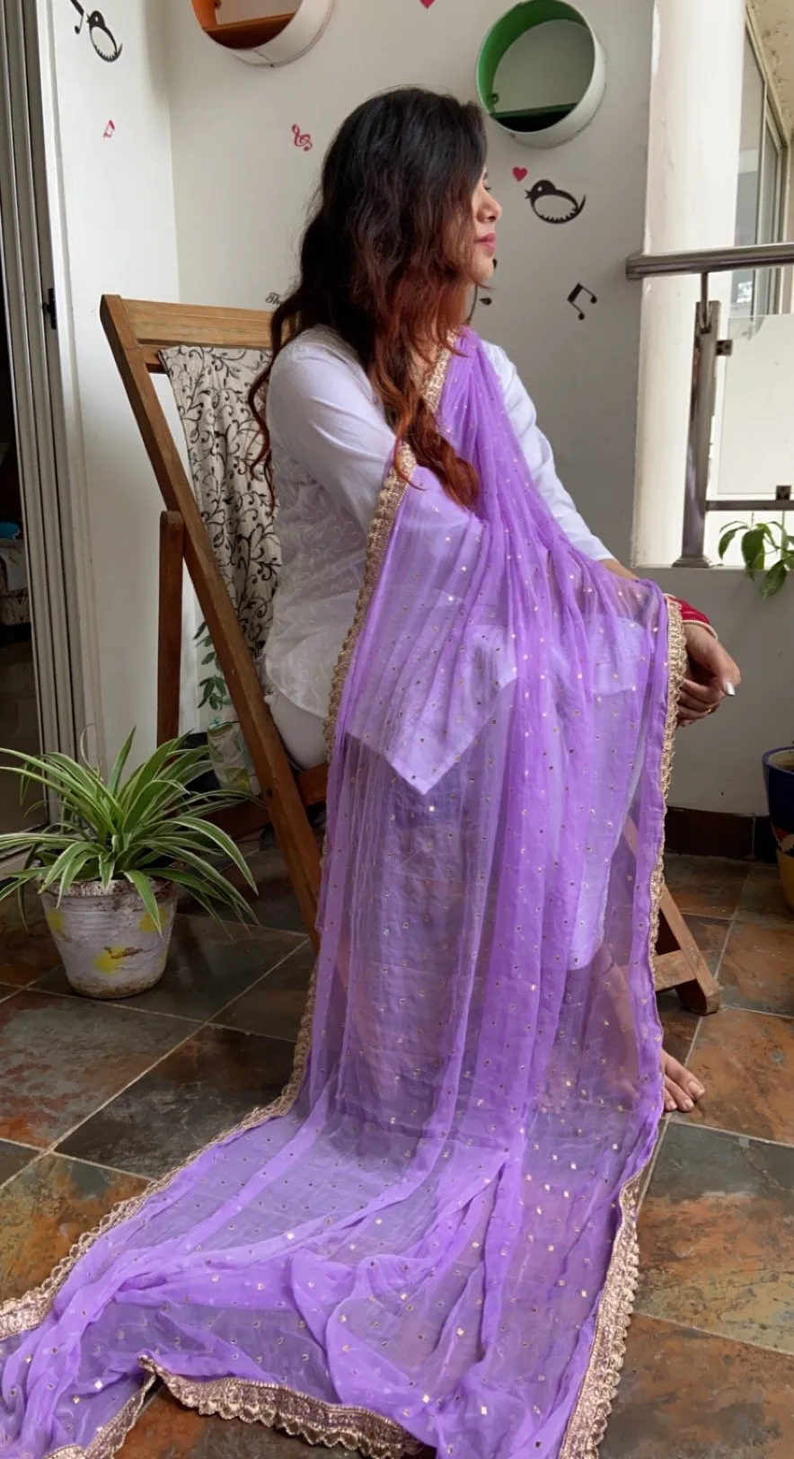Purple Chiffon Dupatta