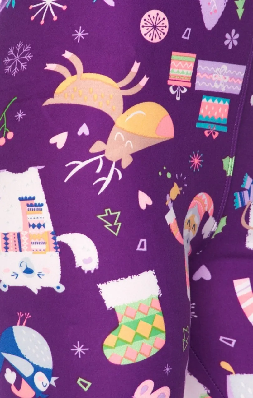 Purple Fun Christmas Print Leggings