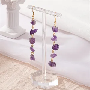 Purple Resin & 18K Gold-Plated Linear Drop Earrings