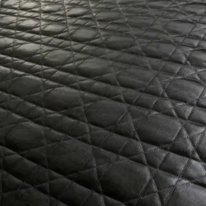 Quilted Jersey Fabric - Black geometric pattern