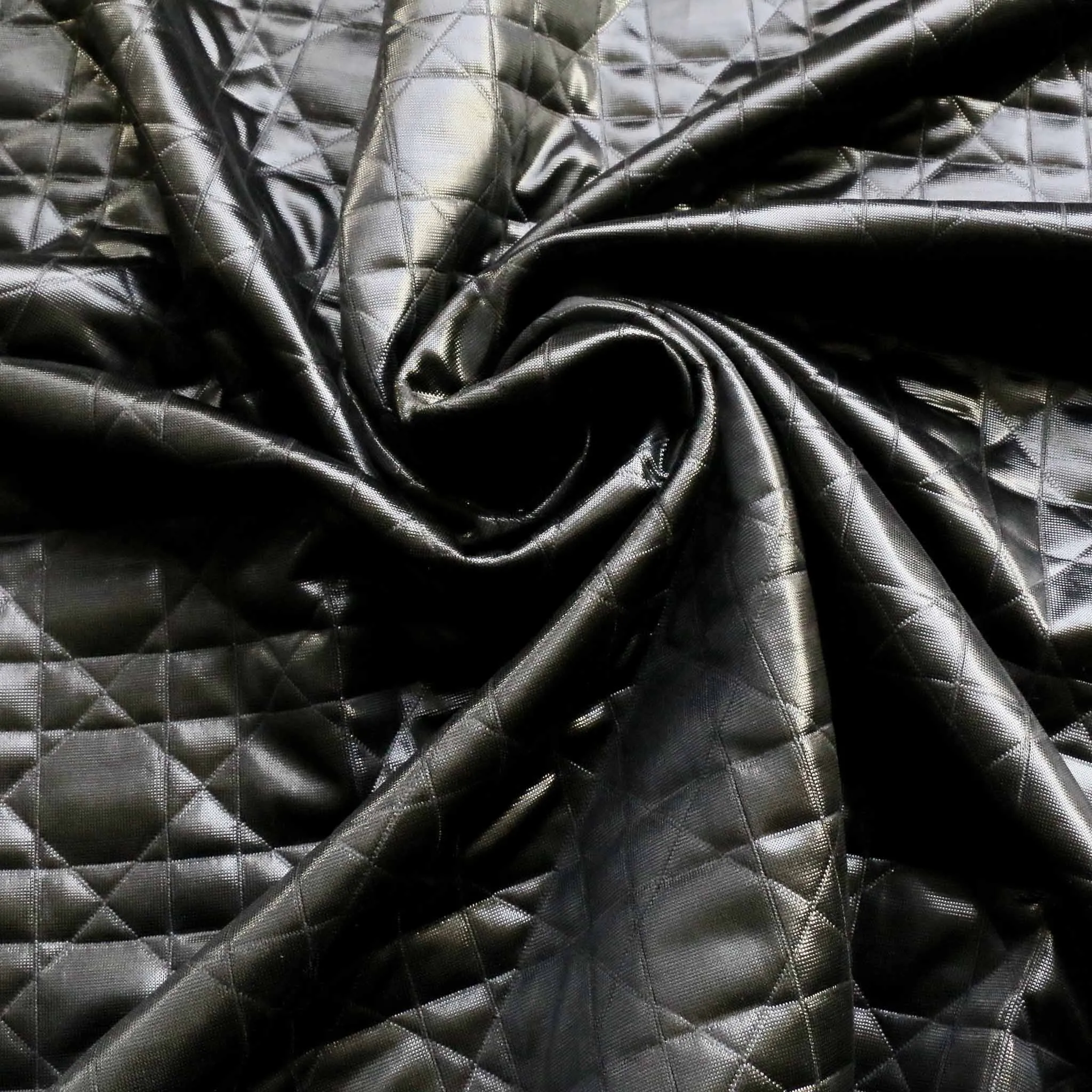 Quilted Jersey Fabric - Black geometric pattern