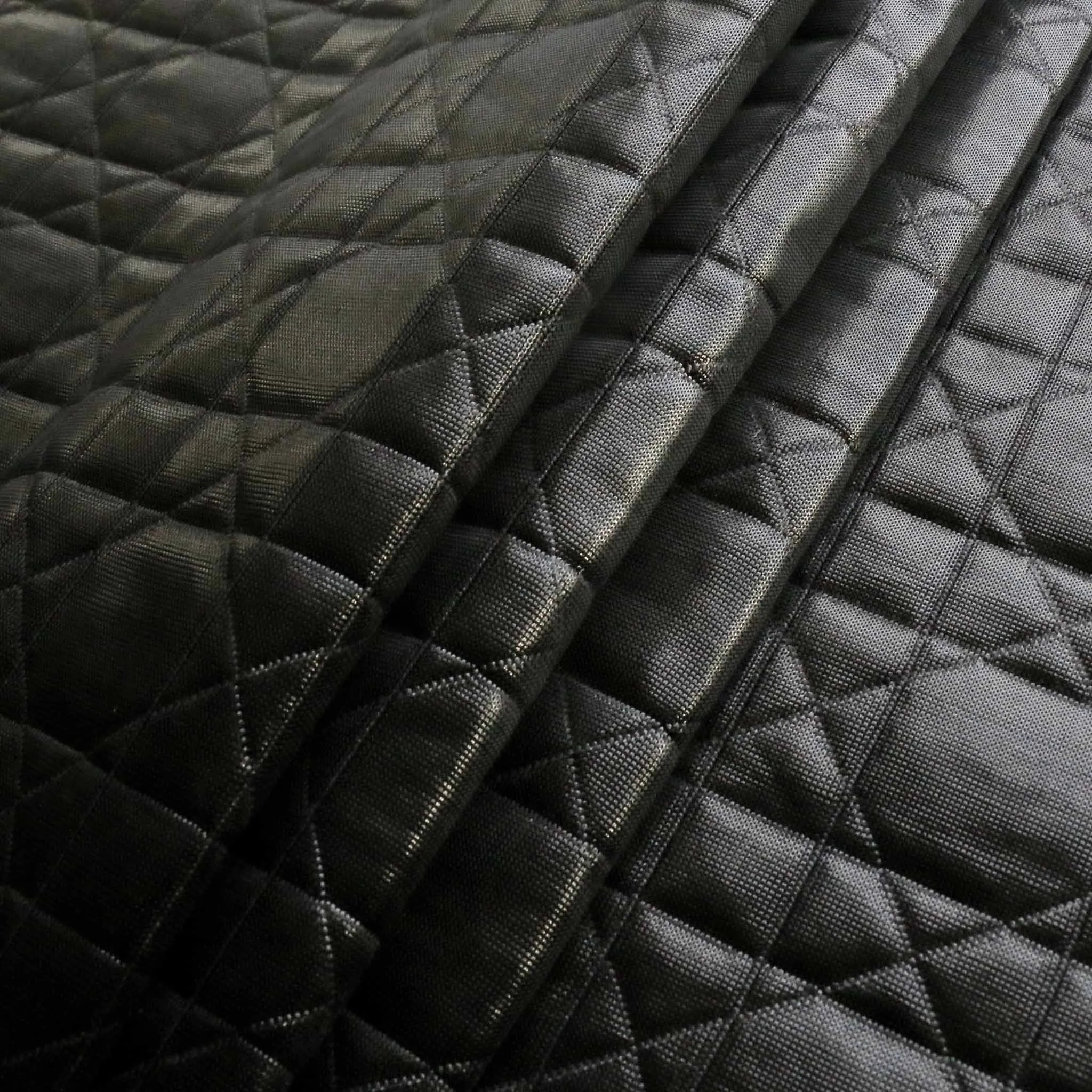 Quilted Jersey Fabric - Black geometric pattern