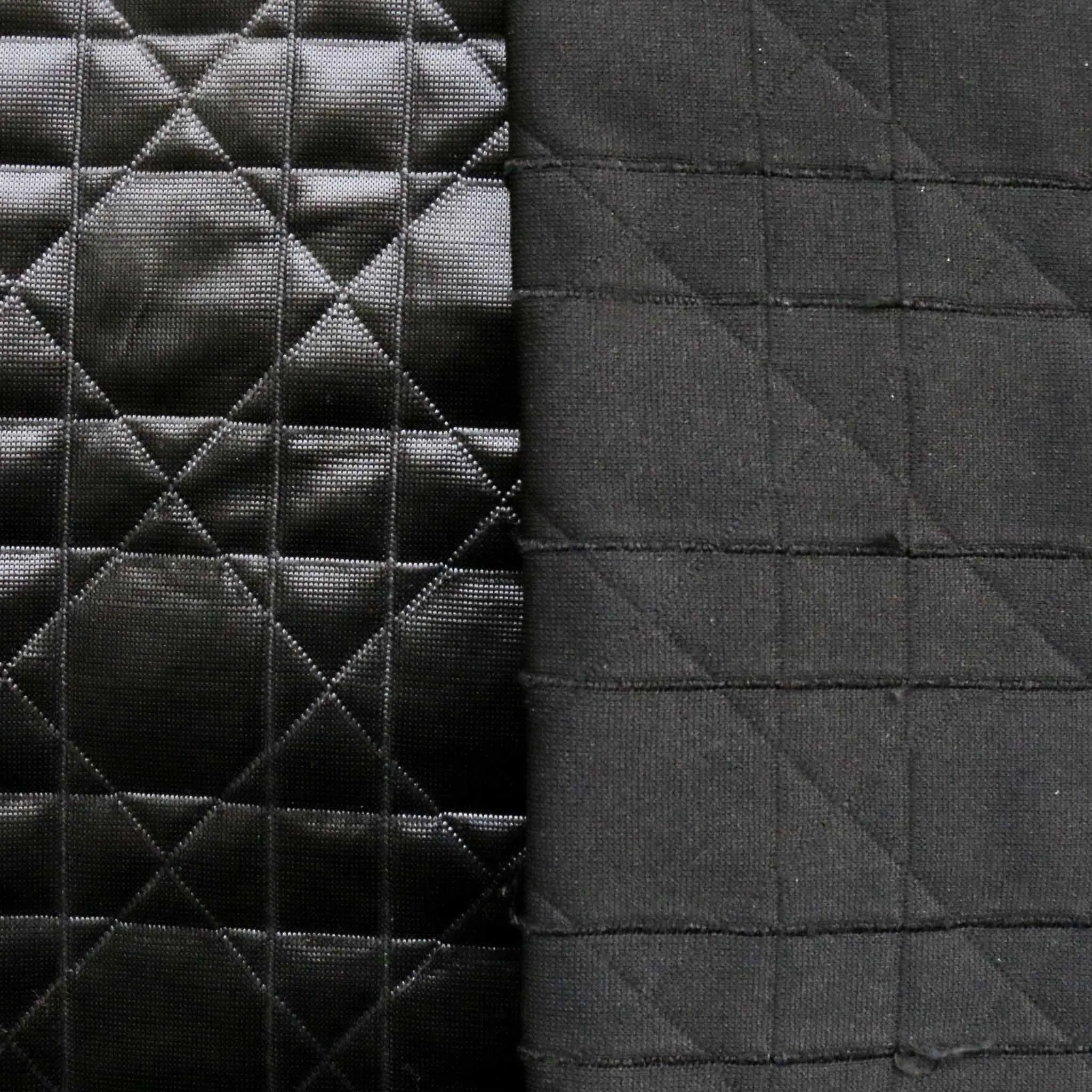 Quilted Jersey Fabric - Black geometric pattern