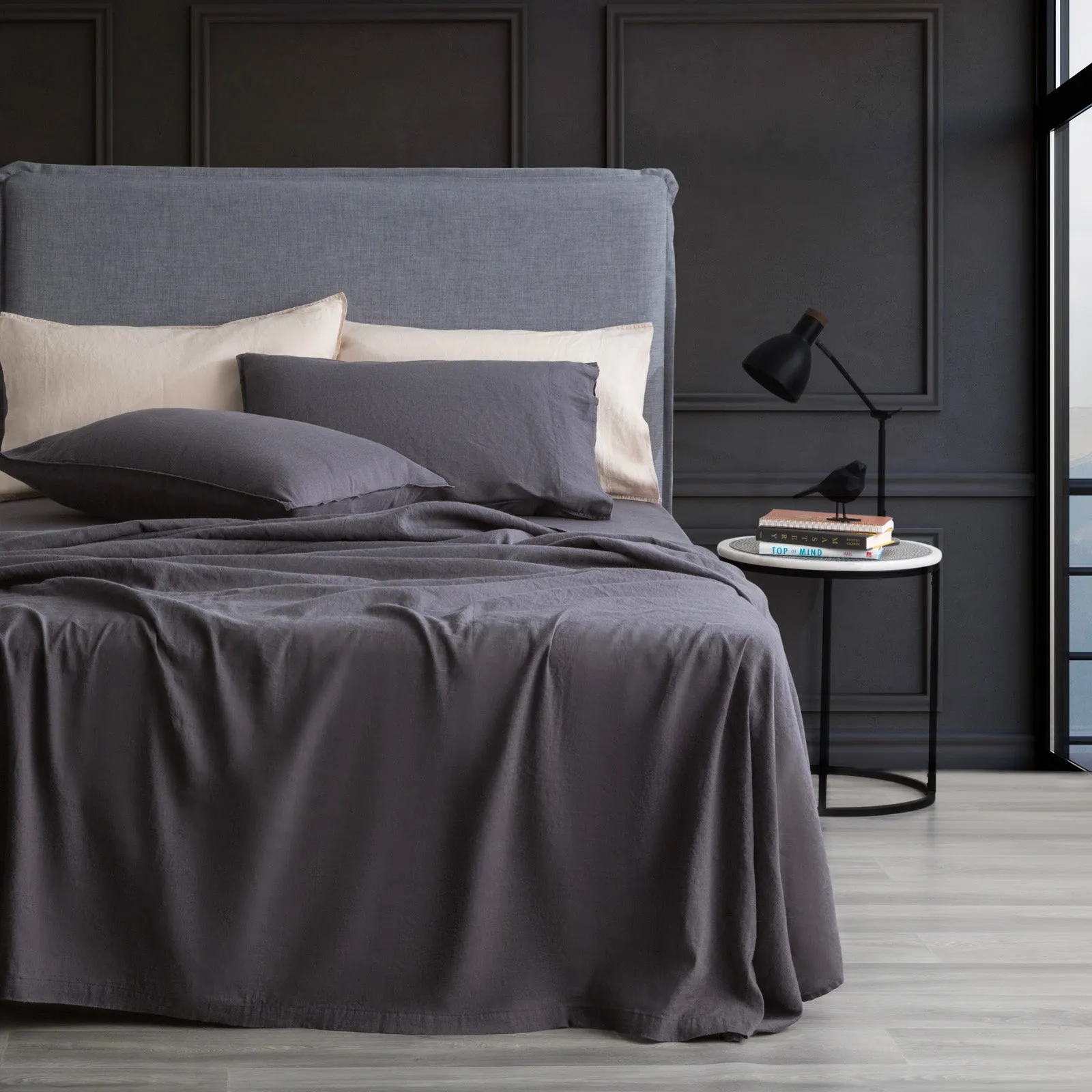 Renee Taylor Cavallo Stone Washed 100 % French Linen Sheet set - Magnet