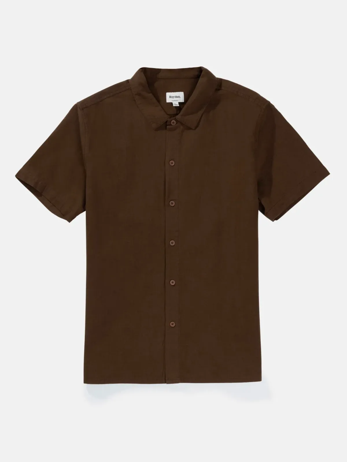 Rhythm Classic Linen SS Shirt - Chocolate