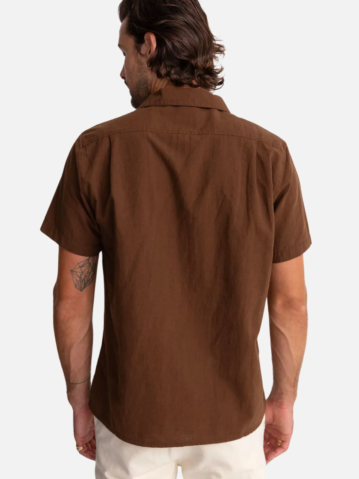 Rhythm Classic Linen SS Shirt - Chocolate