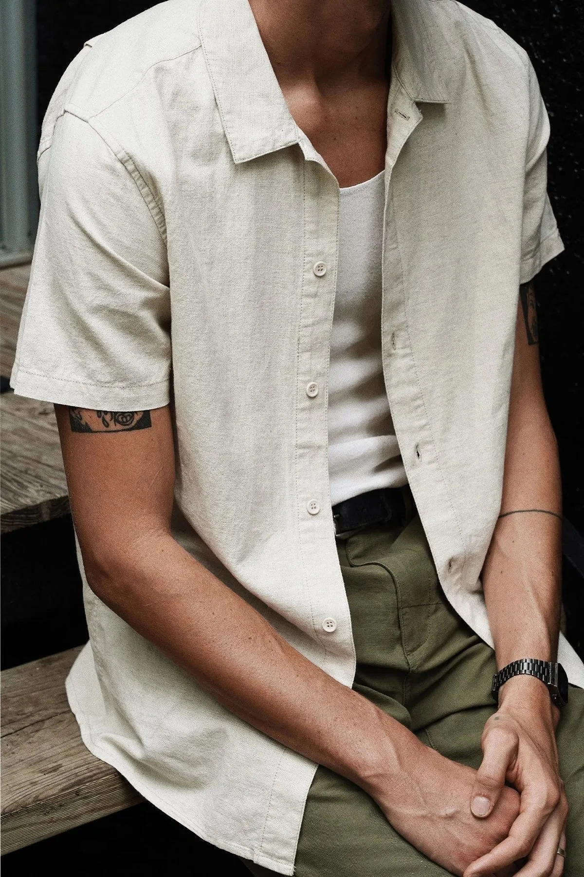 Rhythm Classic Linen SS Shirt - Sand