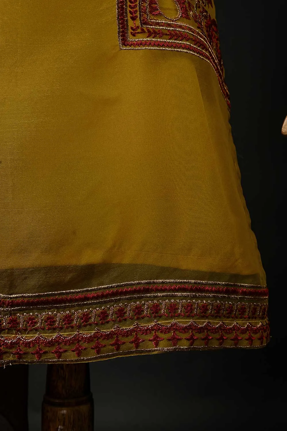 RTW-100-Mustard - 3Pc Stitched Embroidered Organza Dress