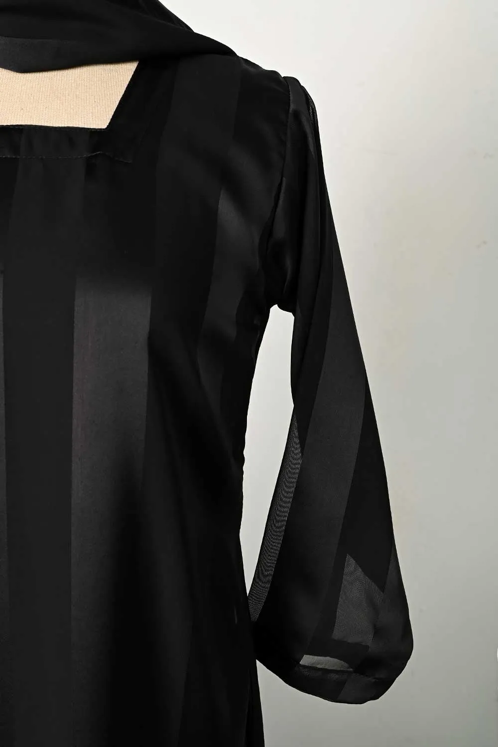 RTW-102-Black -  3Pc Stitched Chiffon Dress