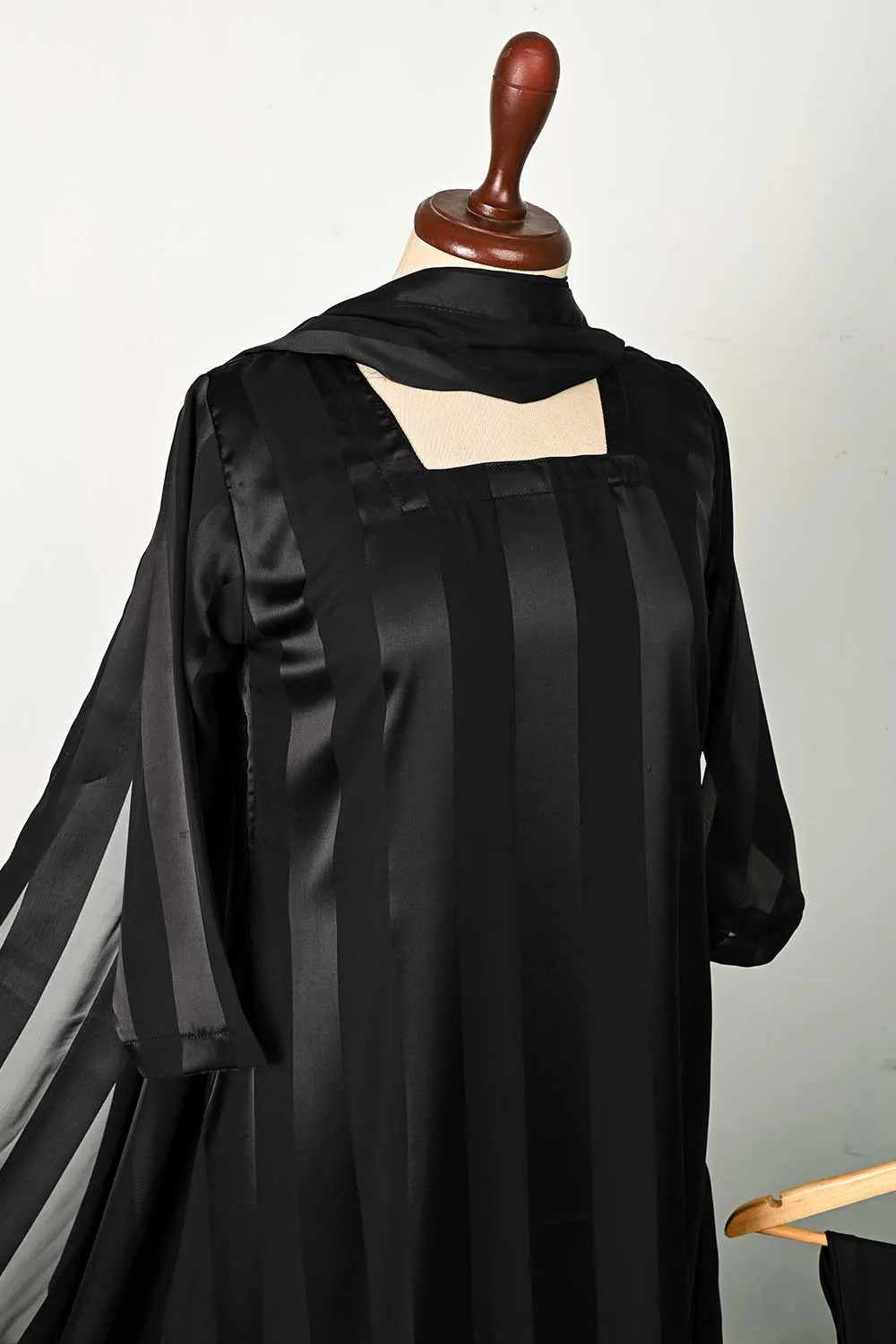RTW-102-Black -  3Pc Stitched Chiffon Dress