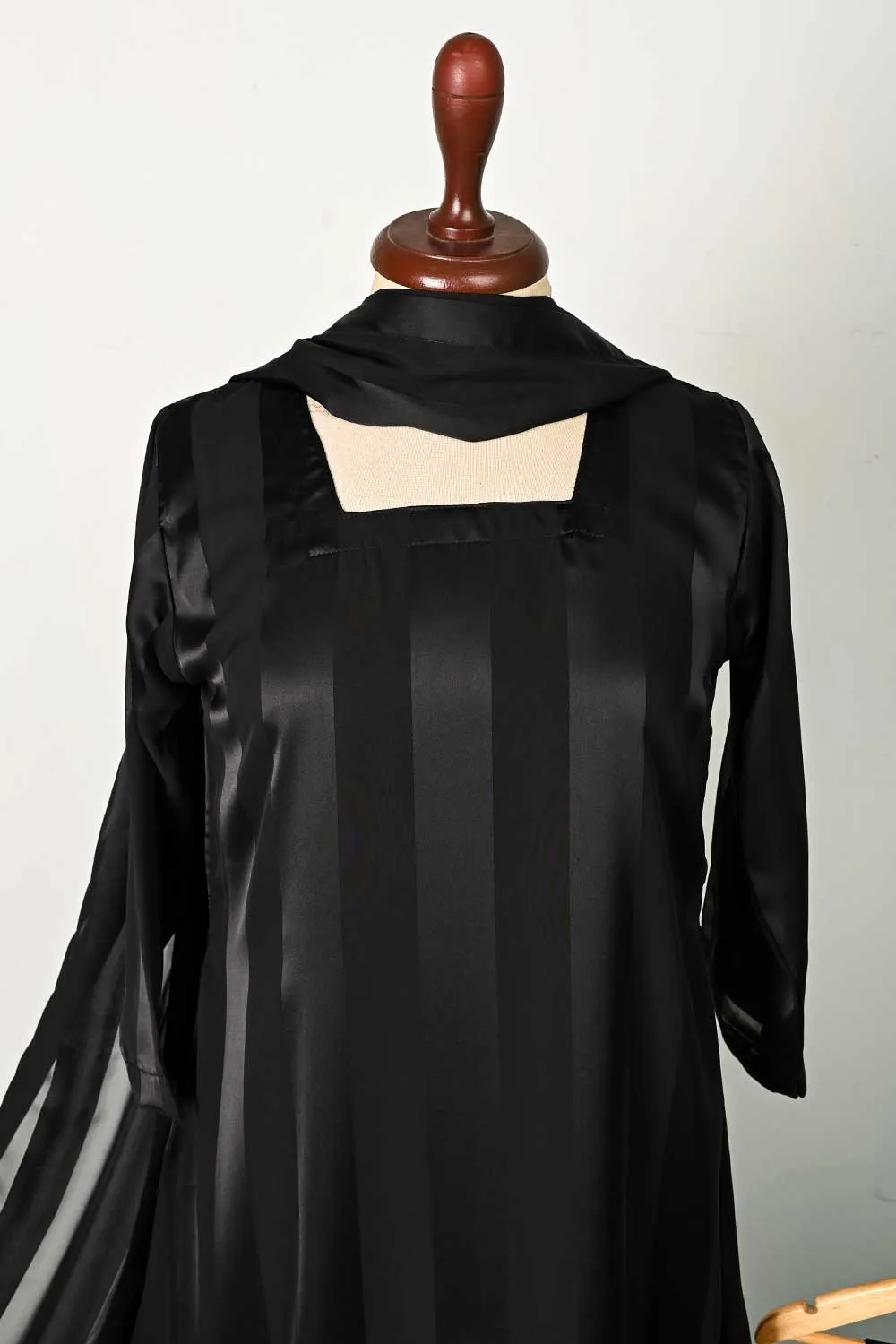 RTW-102-Black -  3Pc Stitched Chiffon Dress