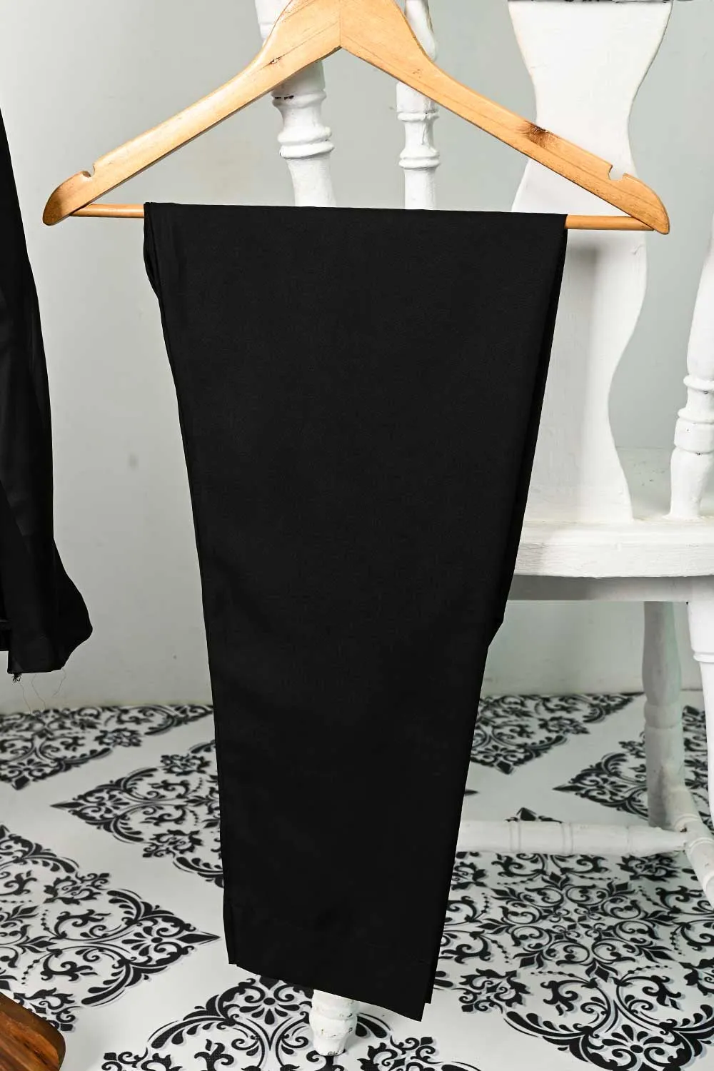 RTW-102-Black -  3Pc Stitched Chiffon Dress
