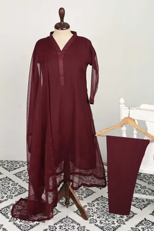 RTW-120-Maroon -  3Pc Stitched Chiffon Shirt