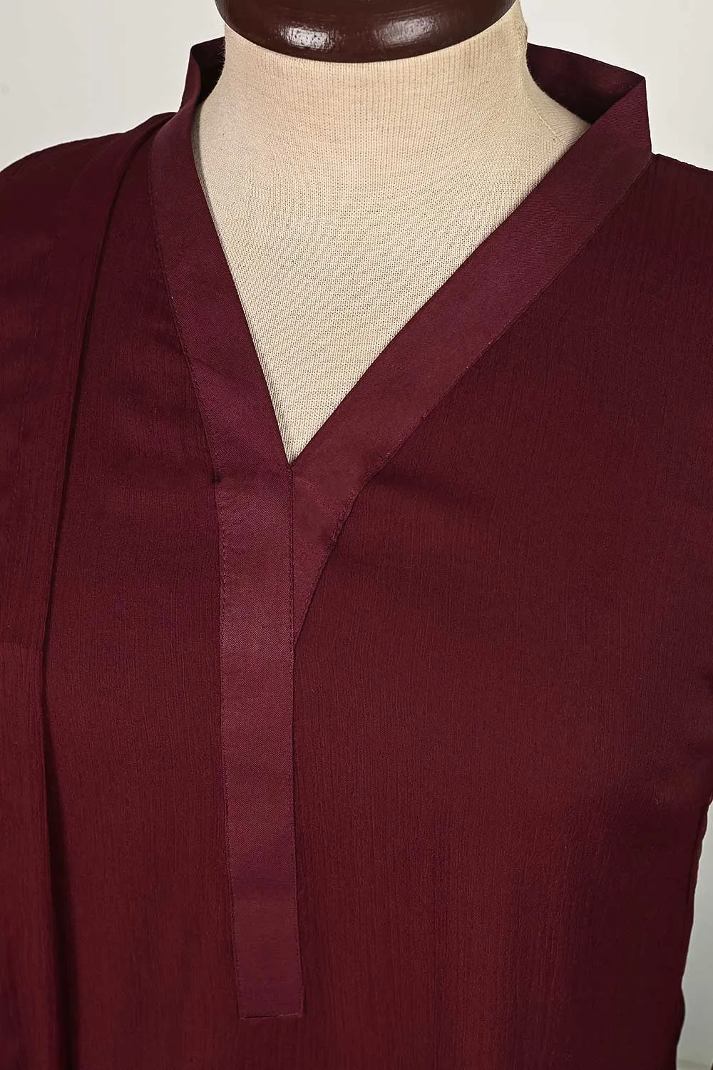 RTW-120-Maroon -  3Pc Stitched Chiffon Shirt