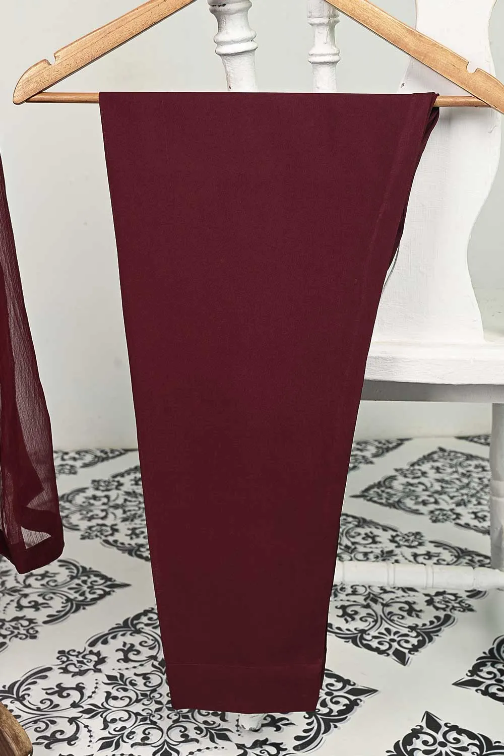 RTW-120-Maroon -  3Pc Stitched Chiffon Shirt