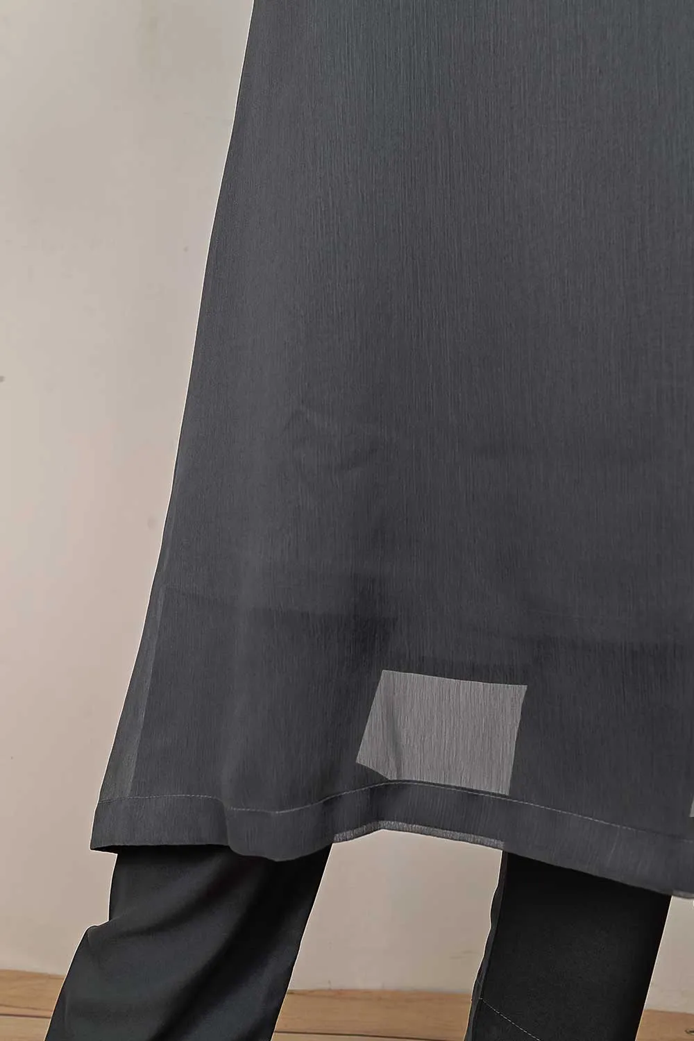 RTW-169-Grey -  3Pc Stitched Chiffon Frock
