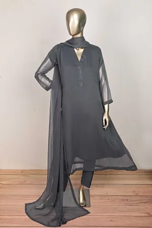 RTW-169-Grey -  3Pc Stitched Chiffon Frock