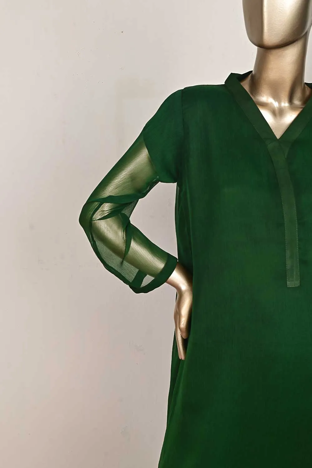 RTW-170-Green -  3Pc Stitched Chiffon Frock