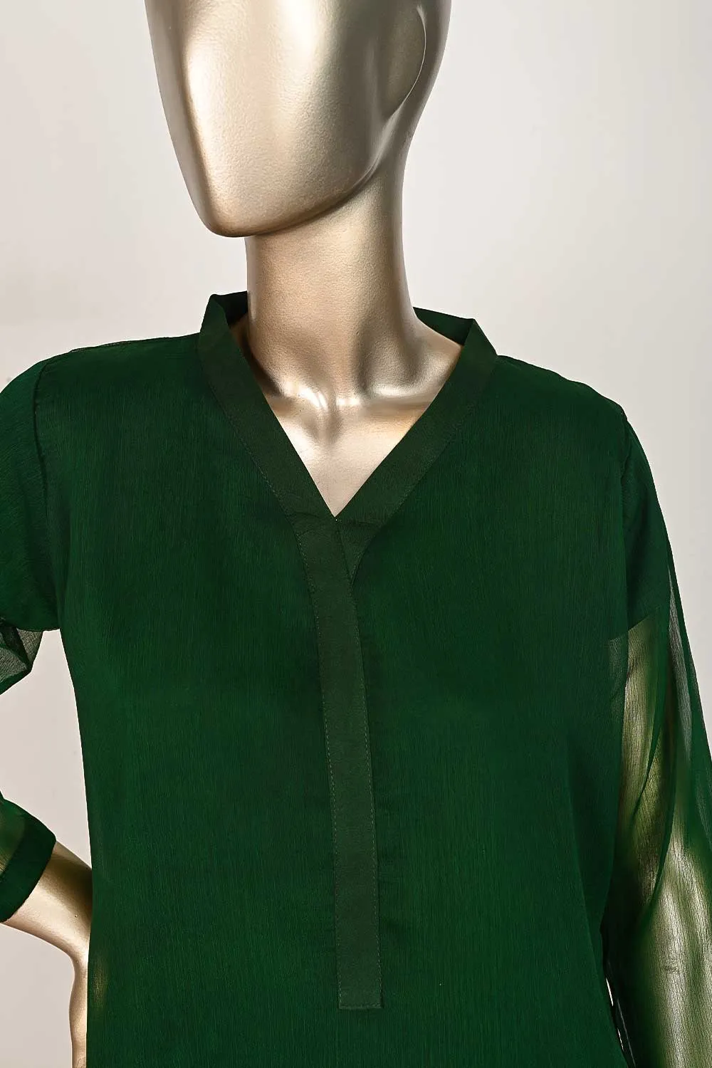 RTW-170-Green -  3Pc Stitched Chiffon Frock