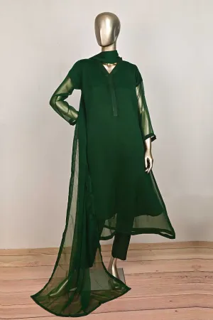 RTW-170-Green -  3Pc Stitched Chiffon Frock