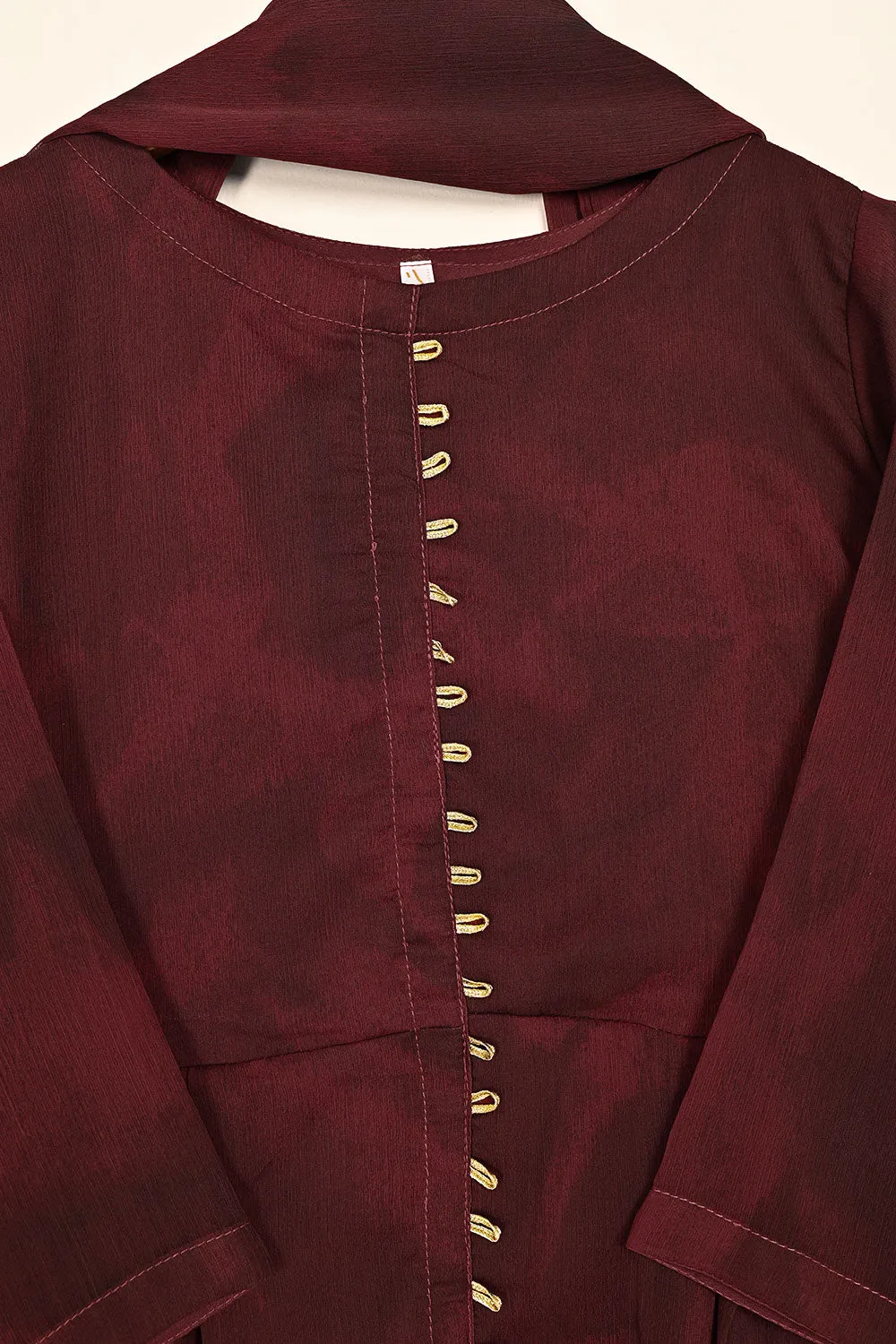 RTW-178-Maroon -  3Pc Ready To Wear Chiffon Frock