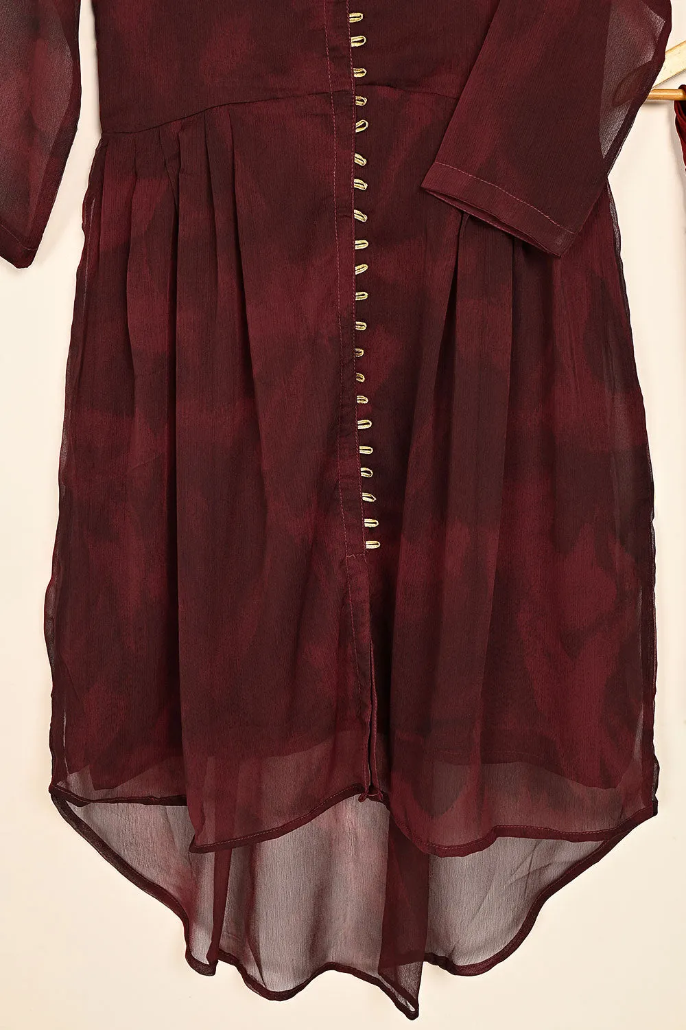 RTW-178-Maroon -  3Pc Ready To Wear Chiffon Frock
