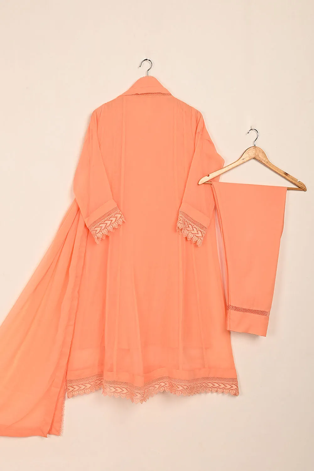 RTW-184-Peach -  3Pc Ready To Wear Chiffon Frock