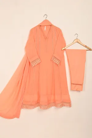 RTW-184-Peach -  3Pc Ready To Wear Chiffon Frock