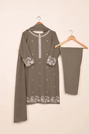 RTW-215-Grey -  3Pc Ready to Wear Embroidered Chiffon Dress