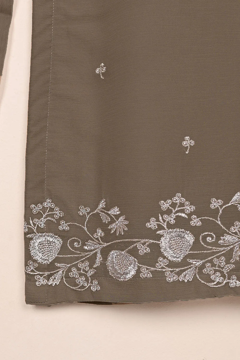 RTW-215-Grey -  3Pc Ready to Wear Embroidered Chiffon Dress