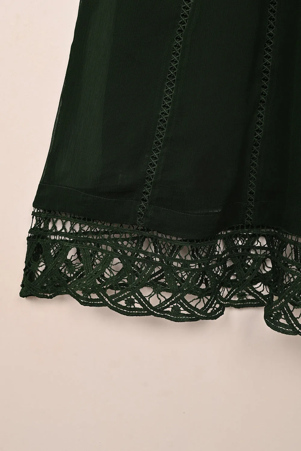 RTW-249- Dark Bottle Green - 3Pc Ready To Wear Chiffon Frock
