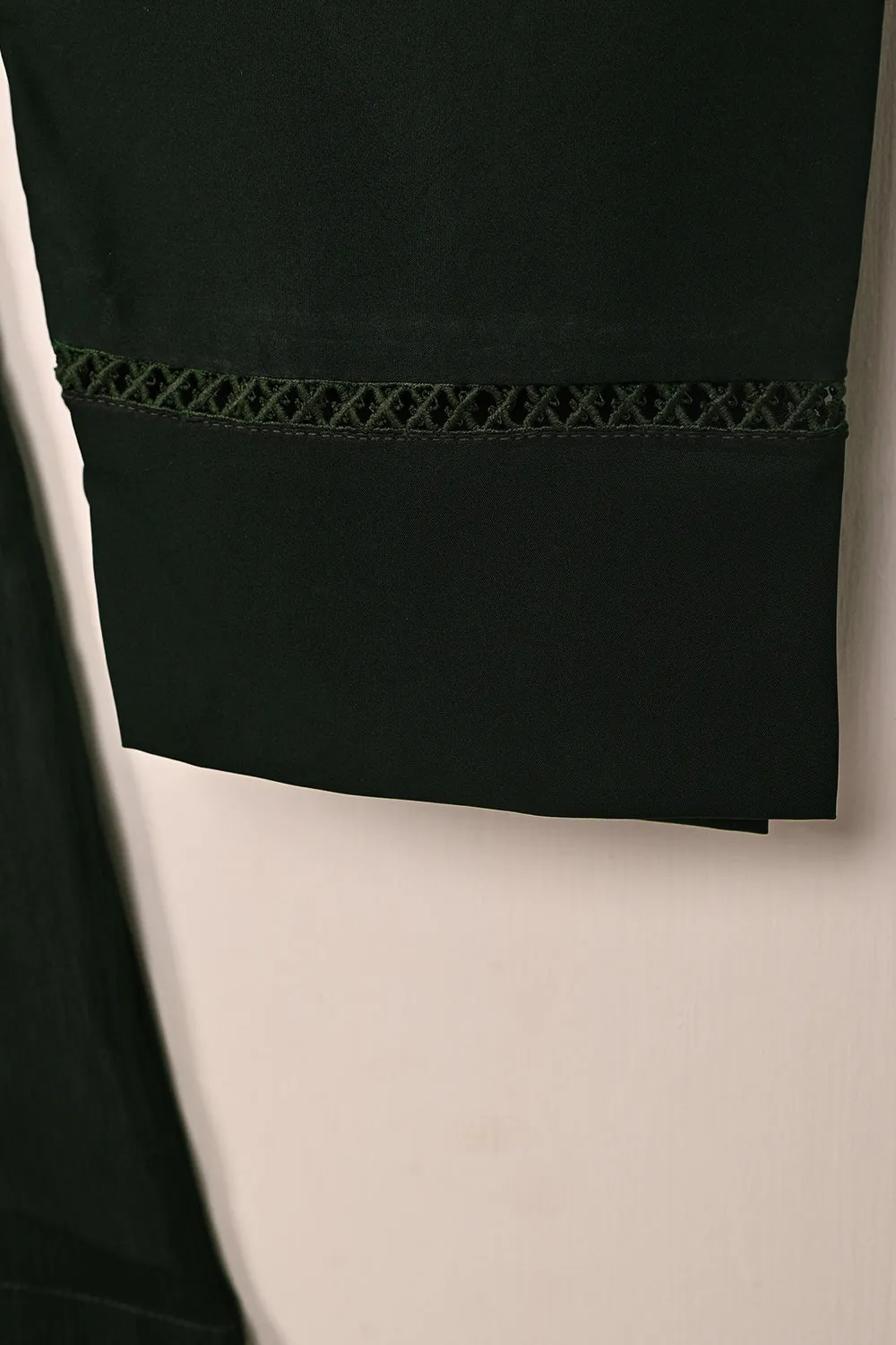RTW-249- Dark Bottle Green - 3Pc Ready To Wear Chiffon Frock