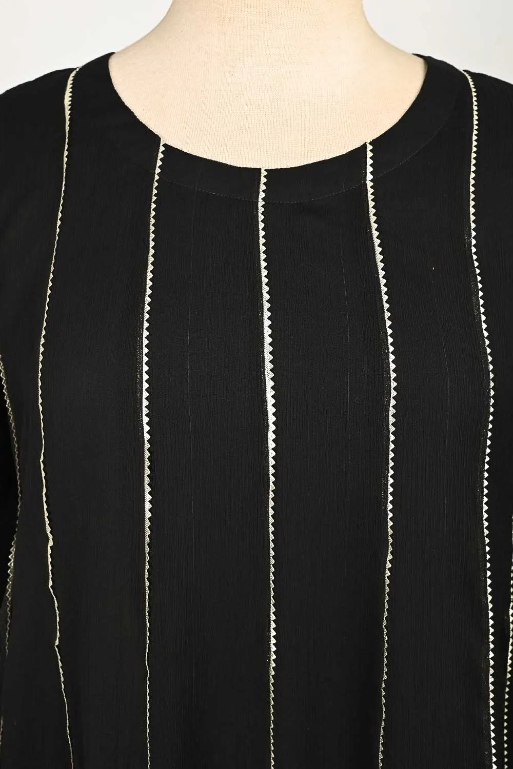 RTW-73-Black -  3Pc Stitched Chiffon Frock