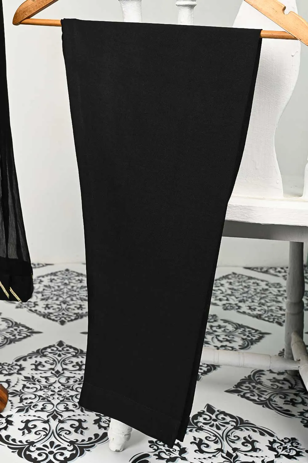 RTW-73-Black -  3Pc Stitched Chiffon Frock
