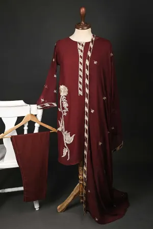 RTW-76-Maroon -  3Pc Stitched Chiffon Shirt