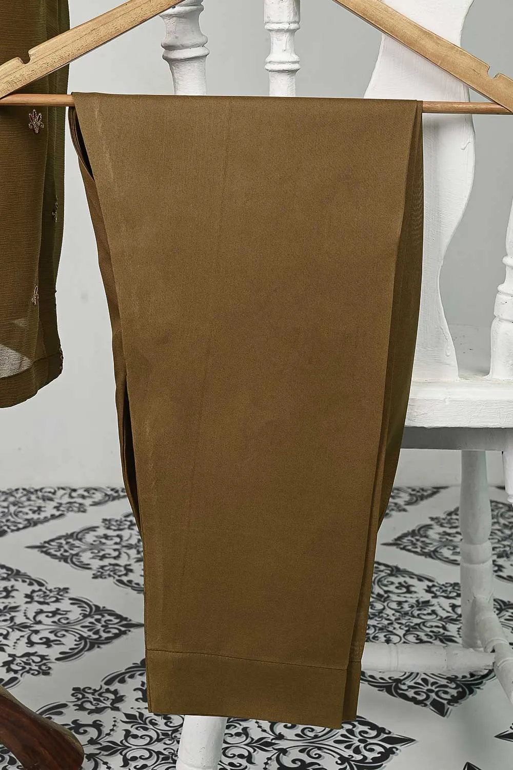 RTW-81-Brown -  3Pc Stitched Embroidered Chiffon Shirt