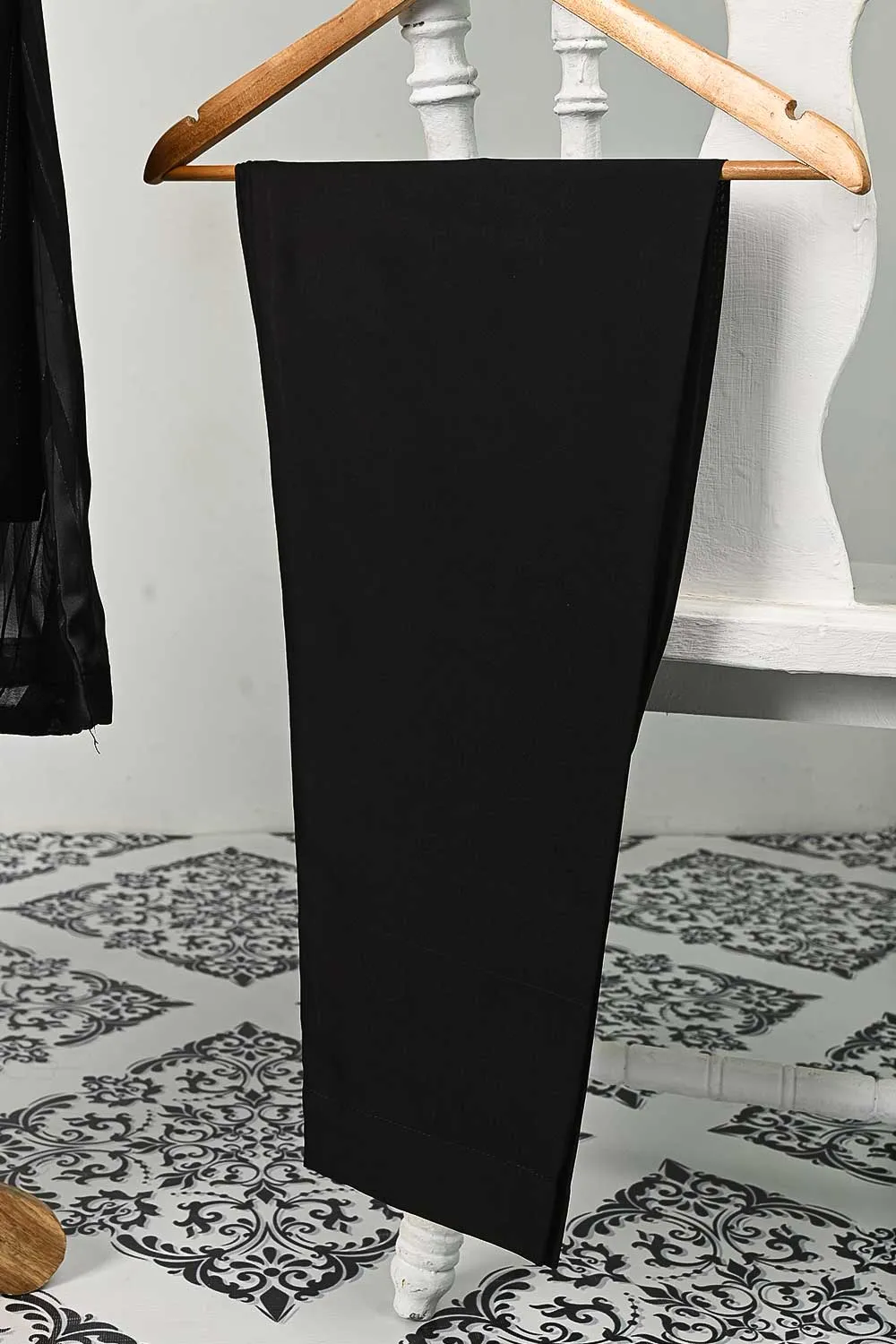 RTW-93-Black -  3Pc Stitched Chiffon Dress