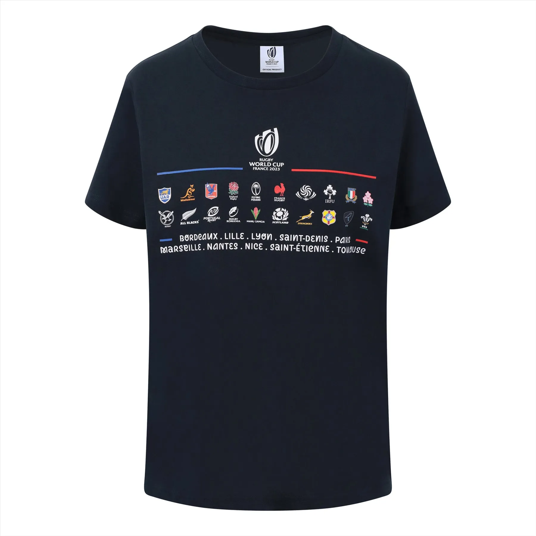Rugby World Cup 2023 Women's 20 Unions Stacked T-Shirt | Navy