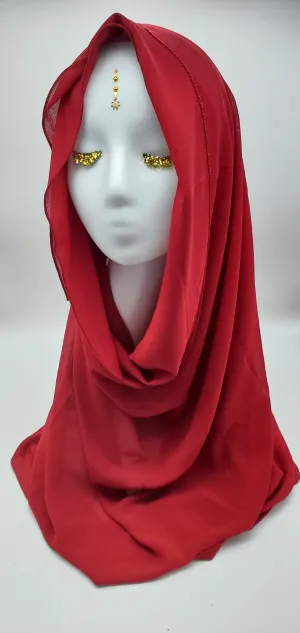 Saalima Cranberry - Georgette Crepe Scarf