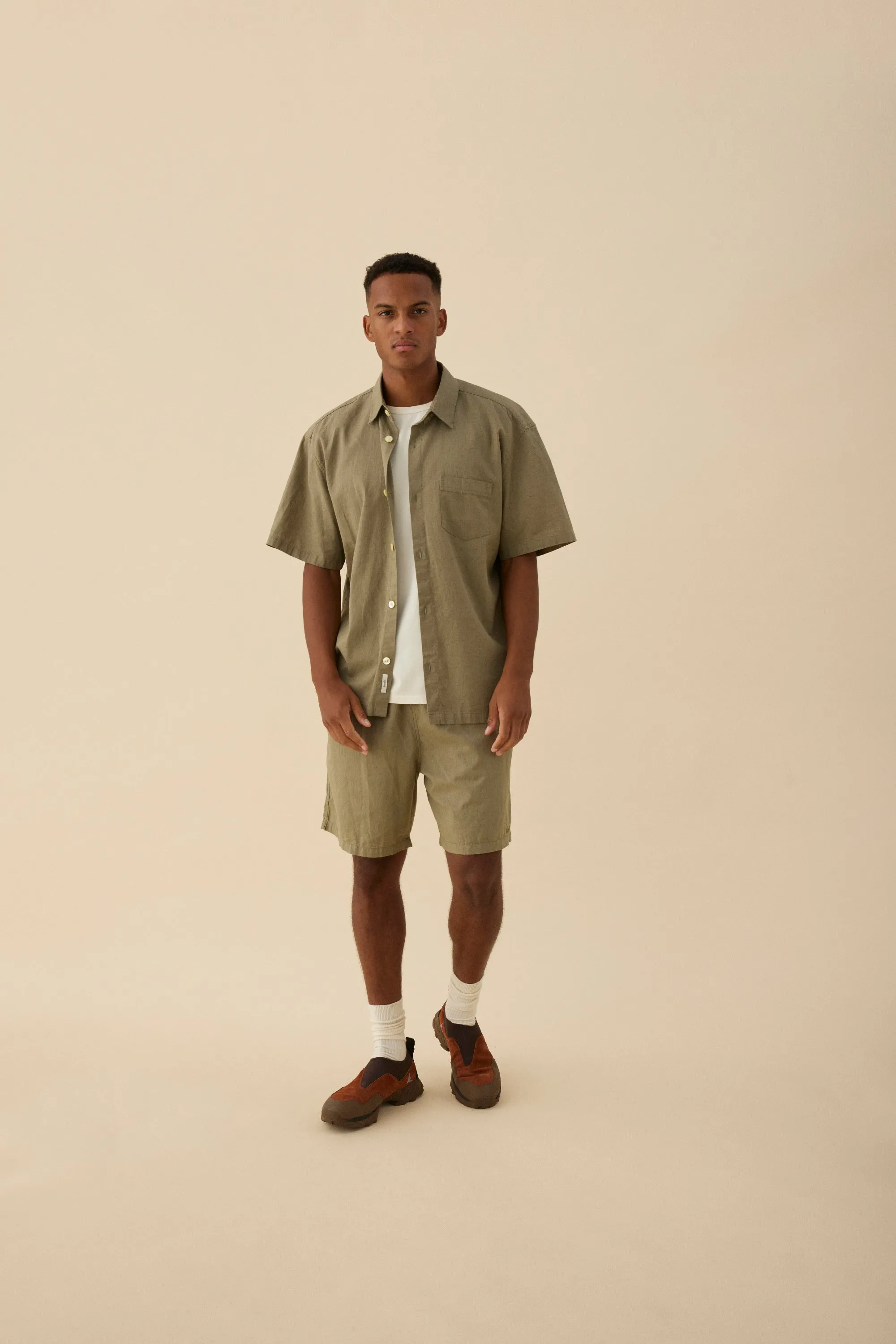 Serene Linen SS Shirt | Dusty Olive