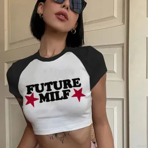 Sexy T-shirt Future Milf Star Women's Crop Top