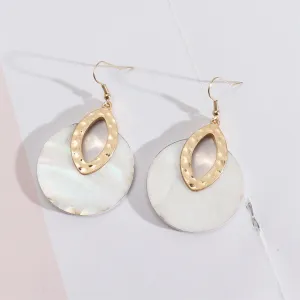 Shell & 18K Gold-Plated Pear Round Drop Earrings