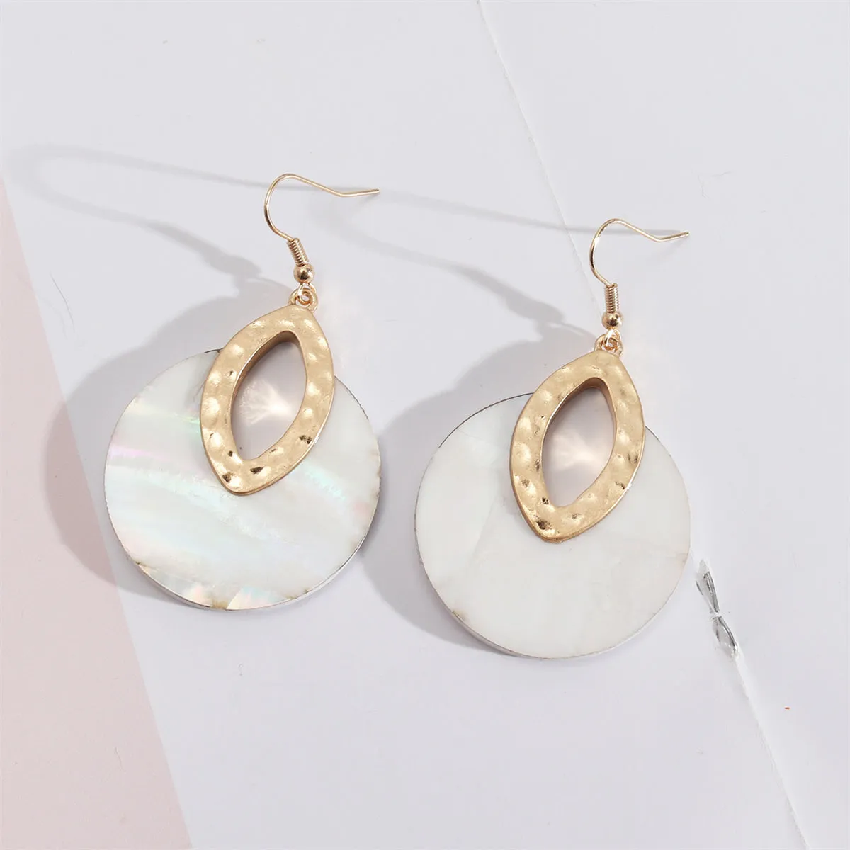 Shell & 18K Gold-Plated Pear Round Drop Earrings