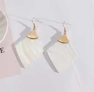 Shell & 18K Gold-Plated Rhombus Drop Earrings
