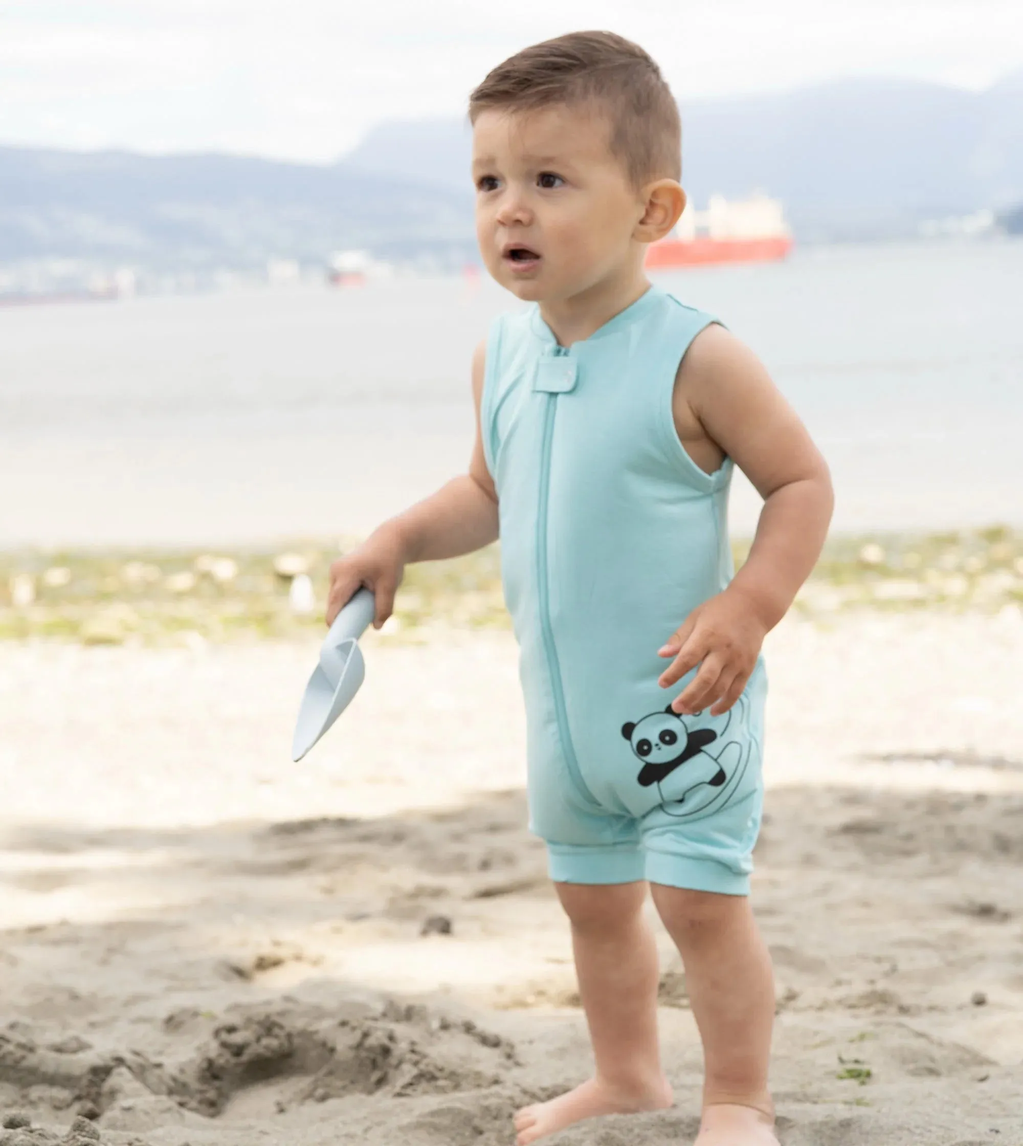 Silkberry Baby Bamboo Sleeveless Romper - Aqua