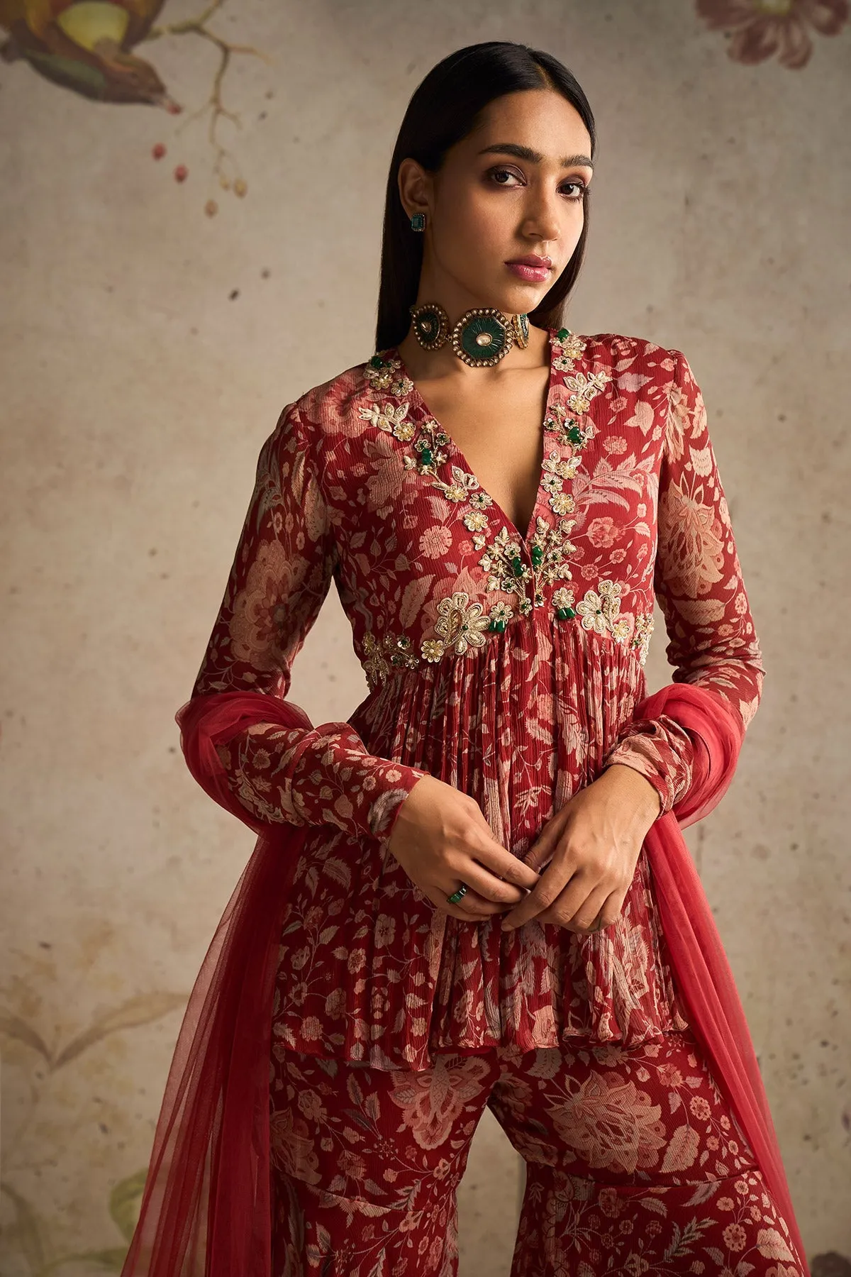 SIMRAN MAND IN AWESPIRING PEPLUM GHARARA SET
