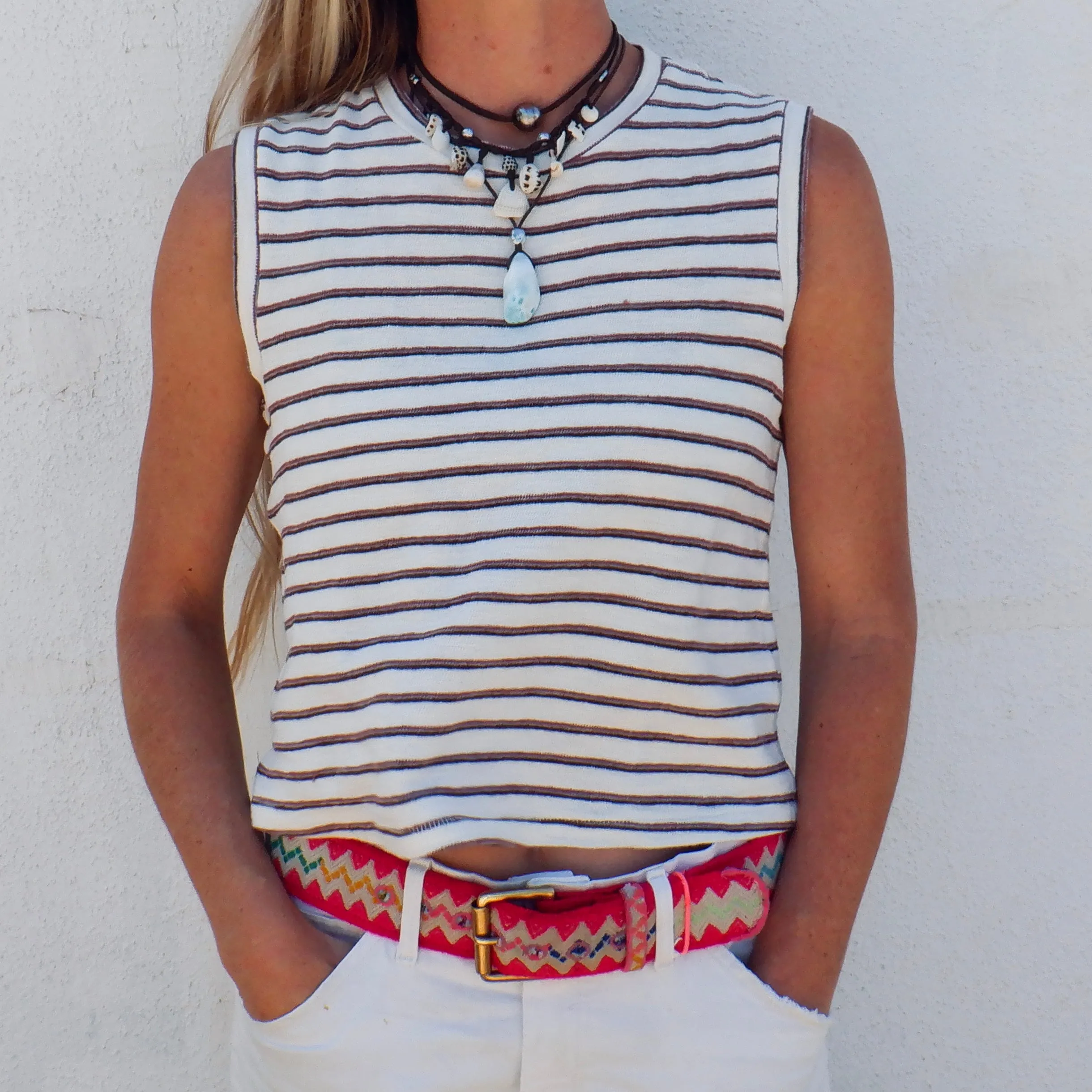 Sleeveless Babe Tee - Bone