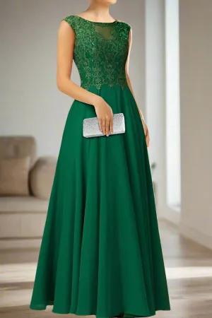 Sleeveless Scoop Neck Chiffon A-Line Mother of the Bride Dress